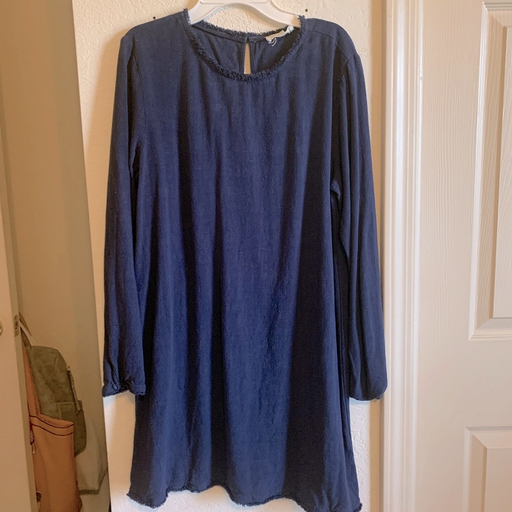 Sugar + L!ps women's boutique spring/summer dress blue keyhole back size L